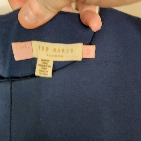 Ted Baker Papron Colour By Numbers Waist Tie Dress Navy US Size 6/ Ted Size 2 - Picture 12 of 14